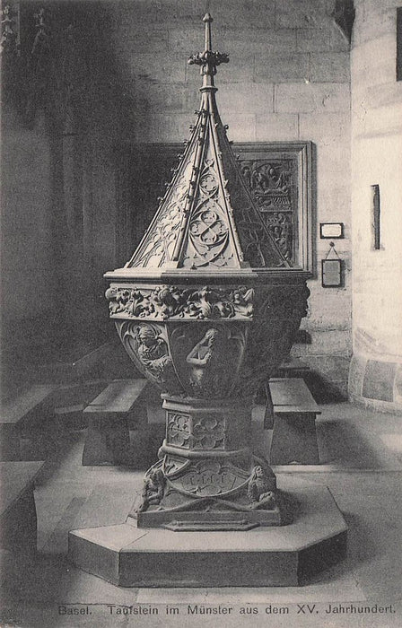 Basel Taufstein Im Münster Aus Dem XV Jahrhundert
