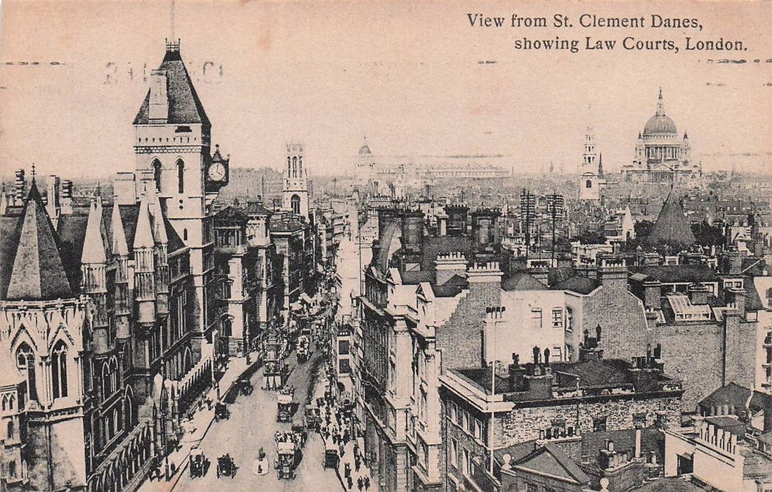 View From St Clement Danes Showing Law Courts London