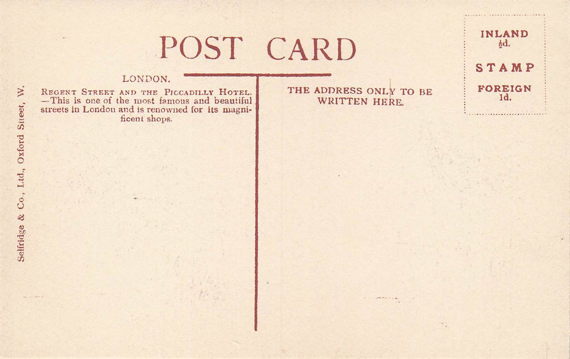 Regent Street And The Piccadilly Hotel London