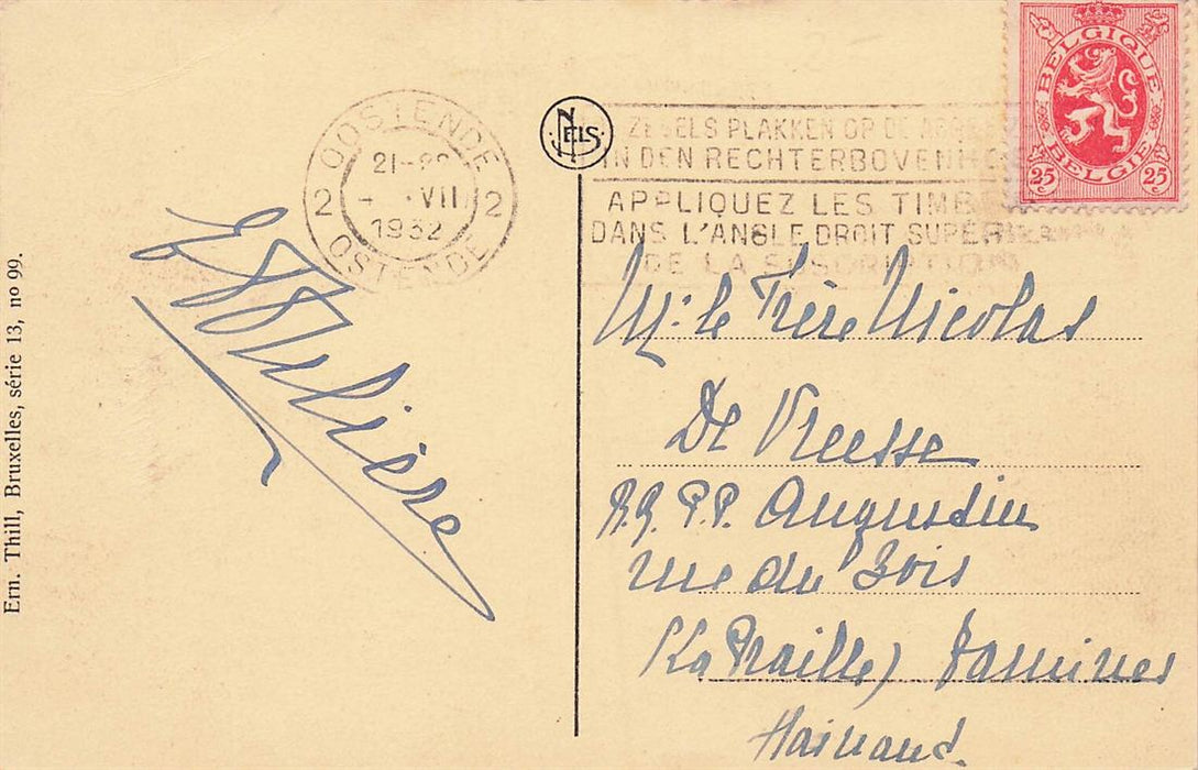 Oostende De Statie En Brug Naar De Kapelstraat