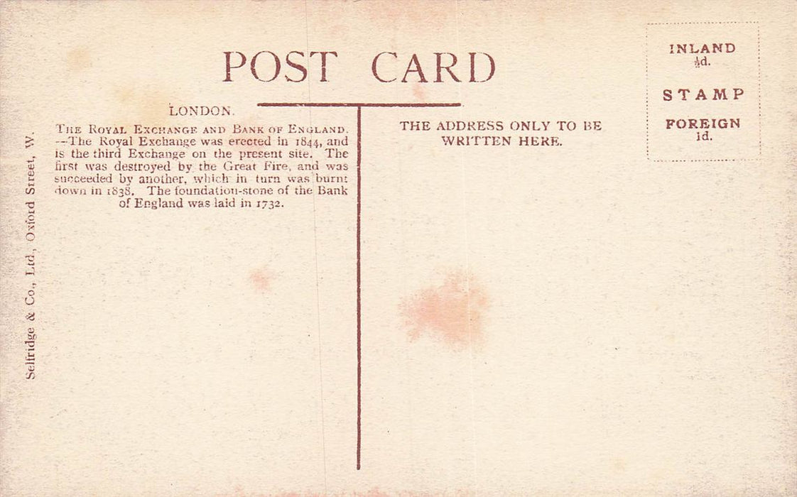 The Royal Exchange And Bank Of England London