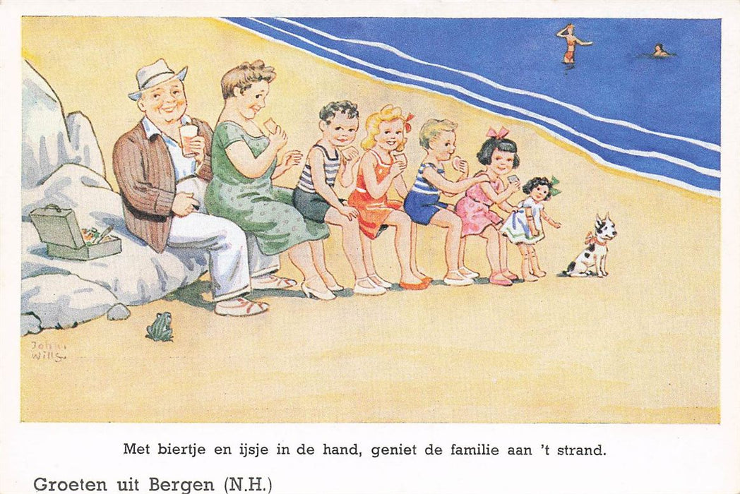 Groeten Uit Bergen (N.H.) Met Biertje En Ijsje In De Hand Geniet De Familie Aan 'T Strand