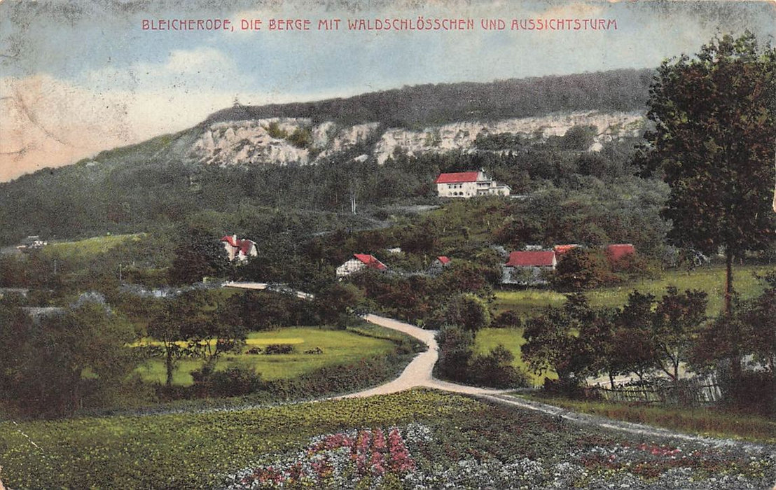 Bleicherode Die Berge Mit Waldschlösschen Und Aussichtsturm
