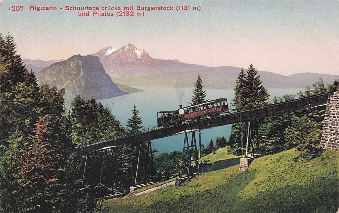 Rigibahn Schnurtobelbrücke Mit Bürgenstock Und Pilatus