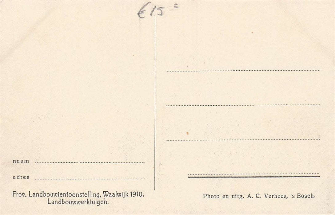 Prov Landbouwtentoonstelling Waalwijk 1910 Landbouwwerktuigen