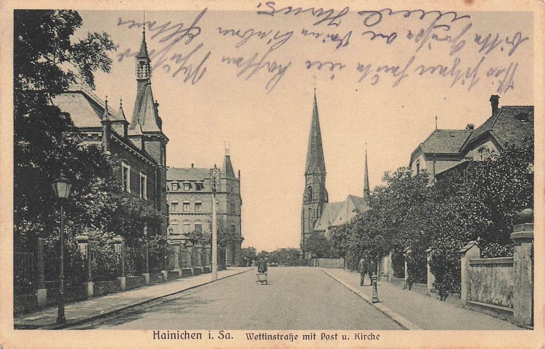 Hainichen I Sa Wettinstrasse Mit Post U Kirche