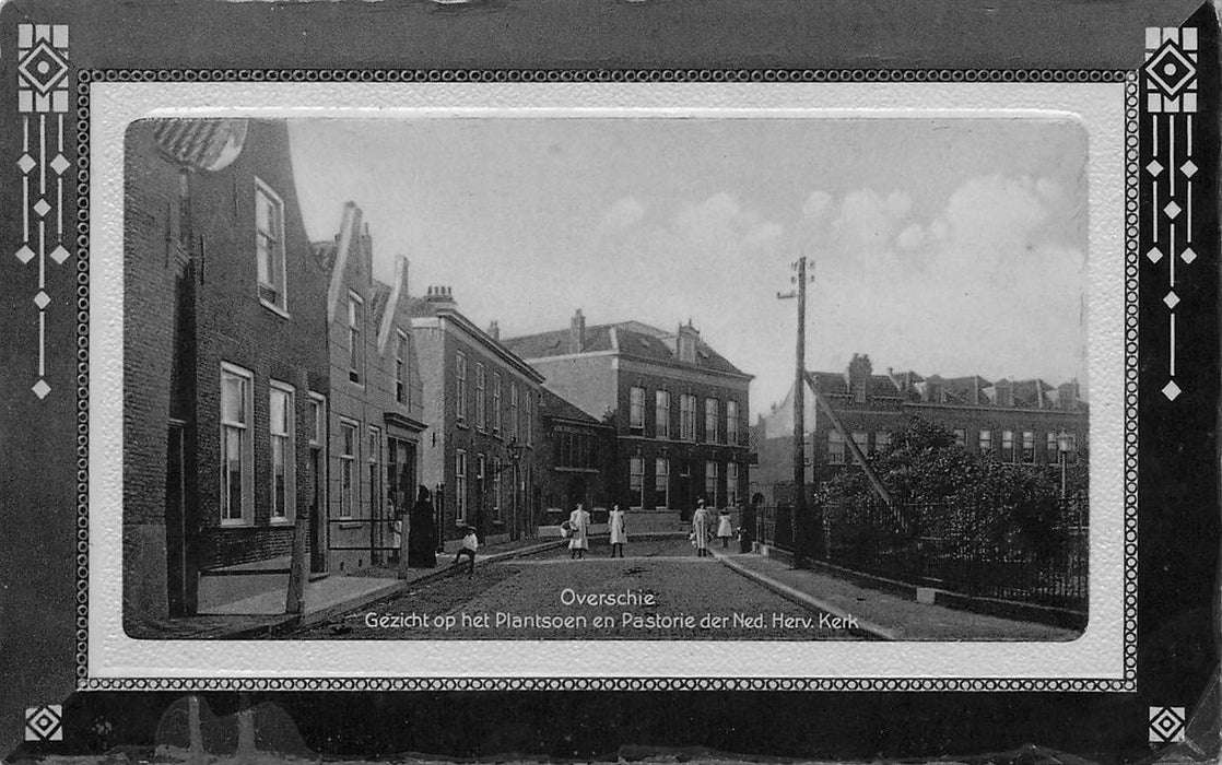 Overschie Gezicht Op Het Plantsoen En Pastorie Der Ned Herv Kerk