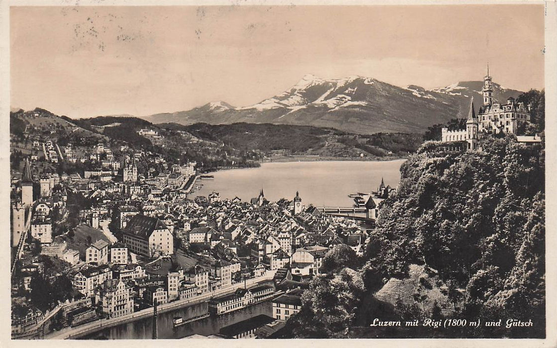Luzern Mit Rigi (1800 M) Und Gütsch