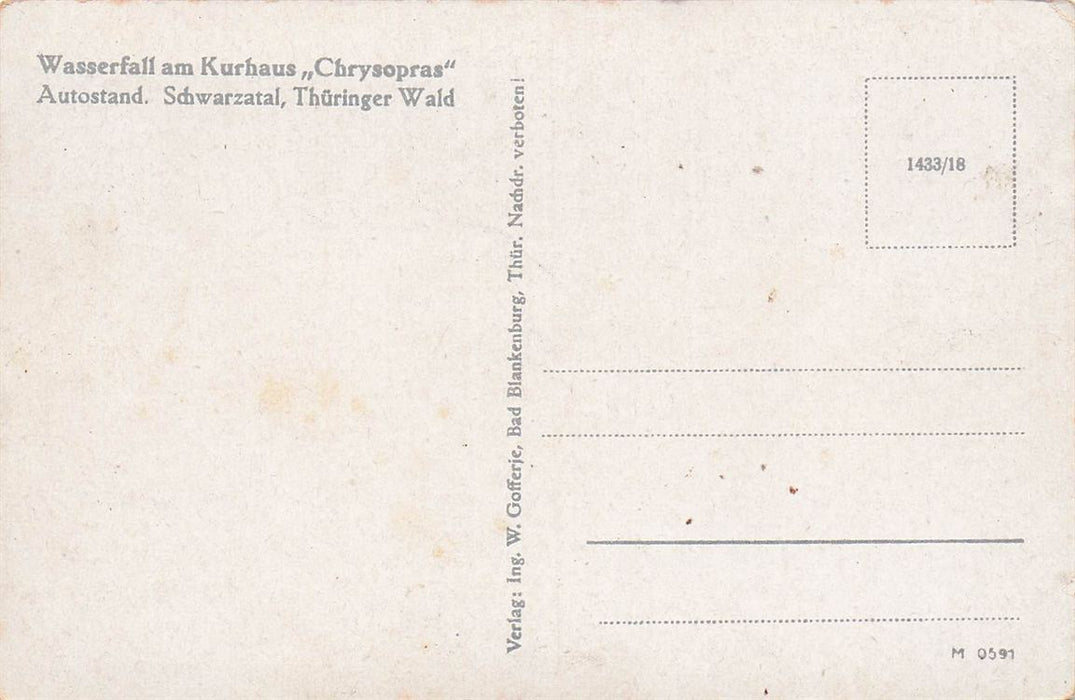 Wasserfall Am Kurhaus Chrysopras Autostand Schwarzatal Thüringer Wald