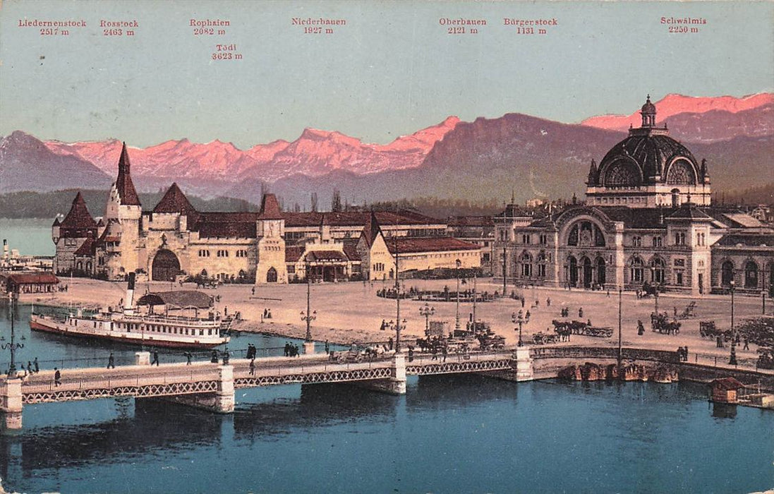 Luzern Kriegs Und Friedensmuseum Mit Bahnhof Und Alpen