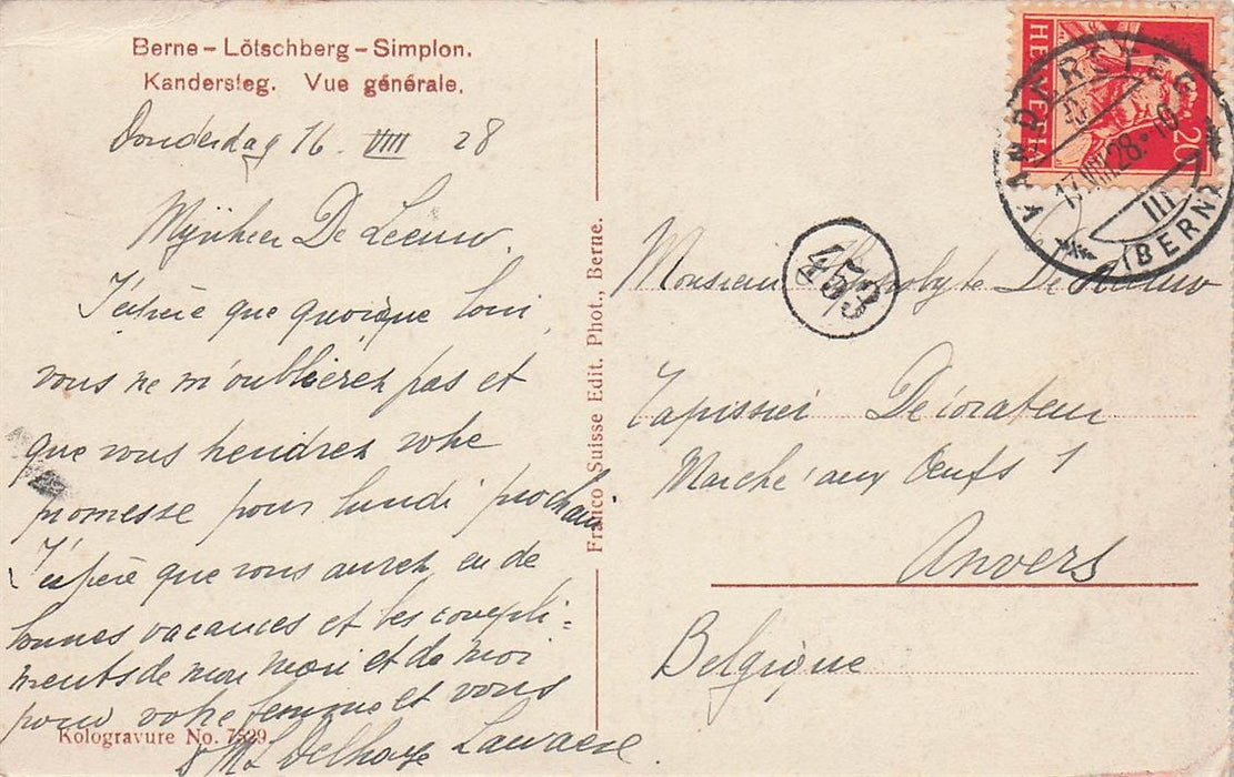 Lötschbergbahn Kandersteg Generalansicht Mit Blümlisalp