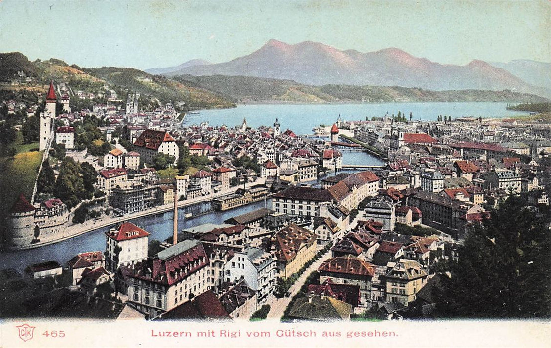 Luzern Mit Rigi Vom Gütsch Aus Gesehen