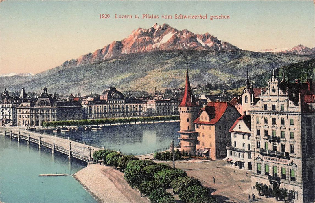 Luzern U Pilatus Vom Schweizerhof Gesehen