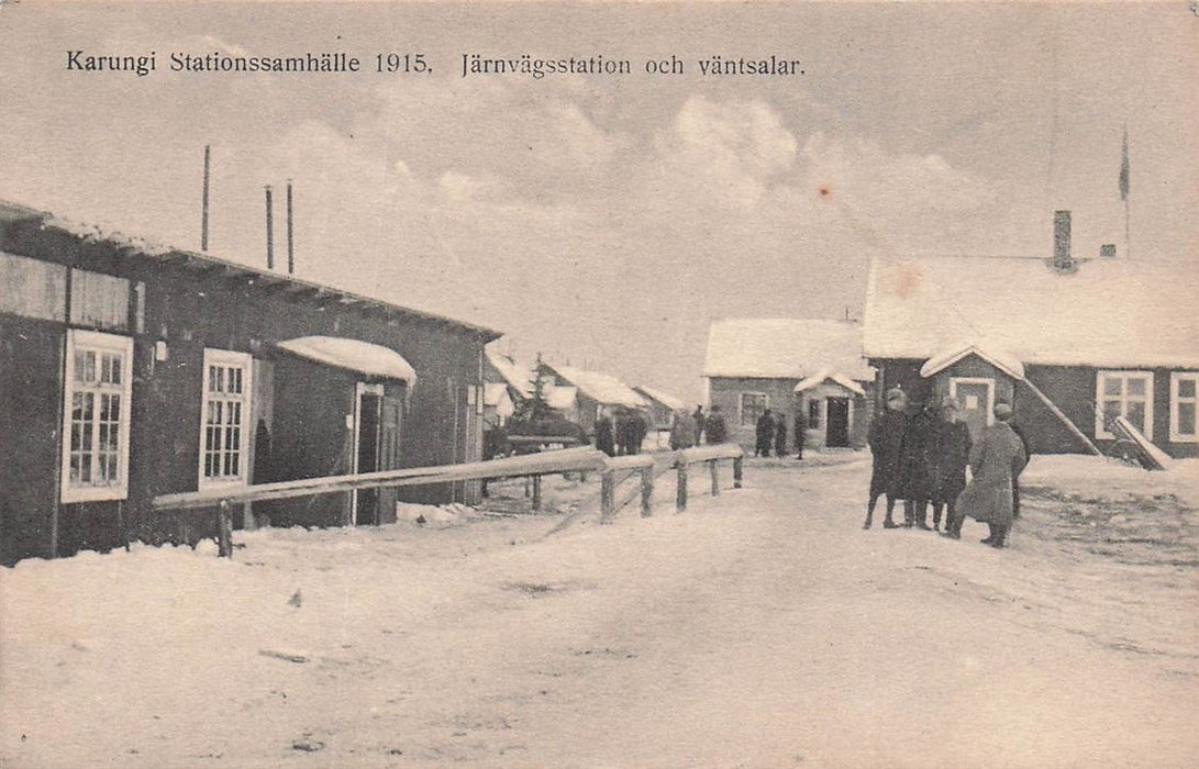 Karungi Stationssamhalle 1915 Jarnvagsstation Och Vantsalar