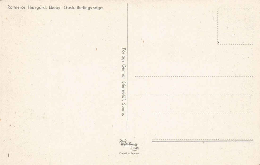 Rottneros Herrgard Ekeby I Gösta Berlings Saga