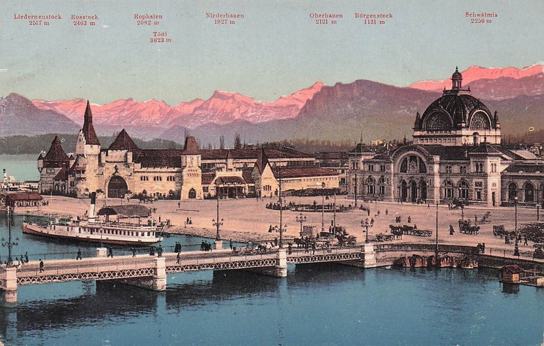 Luzern Kriegs Und Friedensmuseum Mit Bahnhof Und Alpen