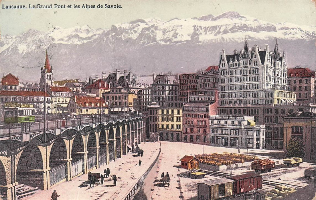 Lausanne Le Grand Pont Et Les Alpes De Savoie
