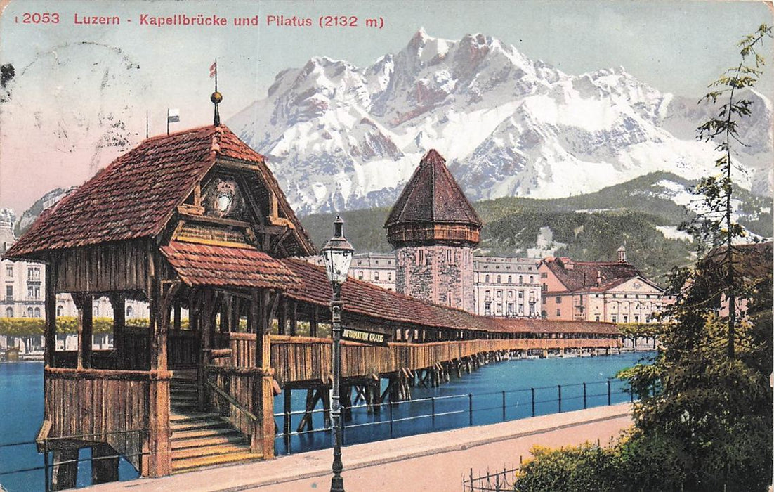 Luzern Kapellbrücke Und Pilatus (2132 M)