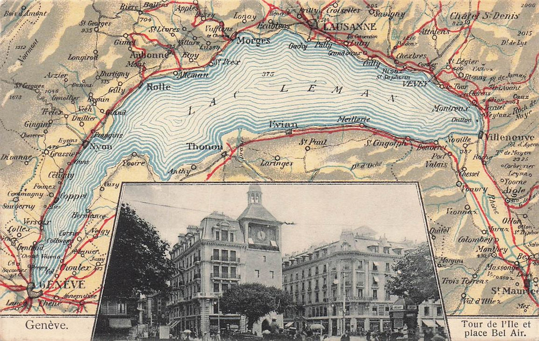 Geneve Tour De L'Ile Et Place Bel Air