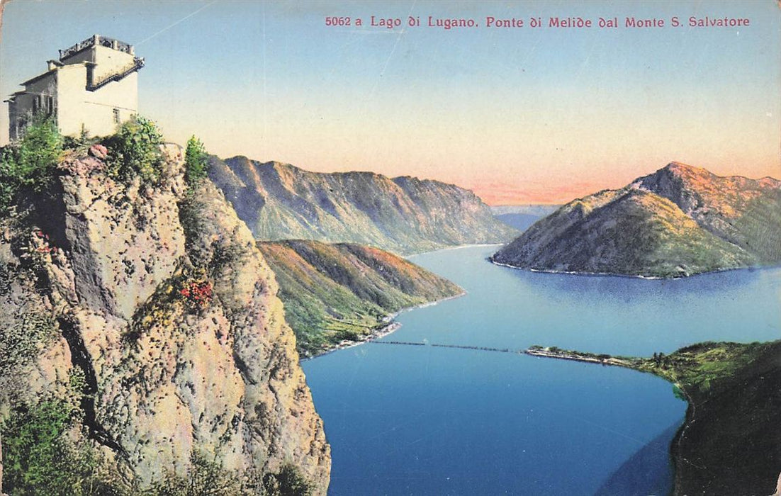 Lago Di Lugano Ponte Di Melide Dal Monte S Salvatore