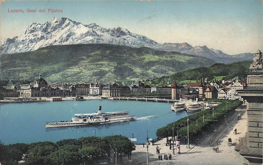Luzern Quai Mit Pilatus