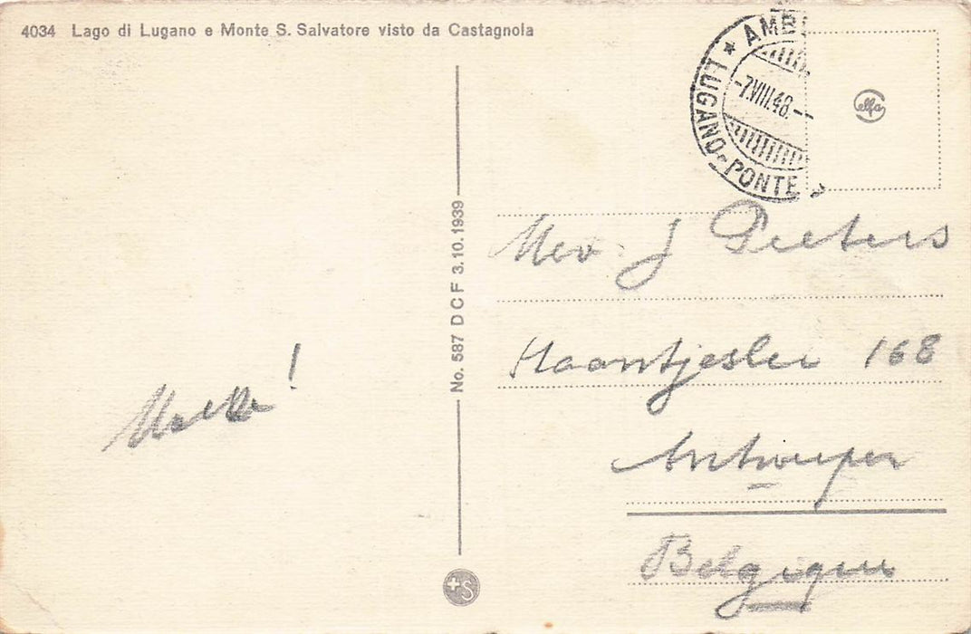 Lago Di Lugano E Monte S Salvatore Visto Da Castagnola