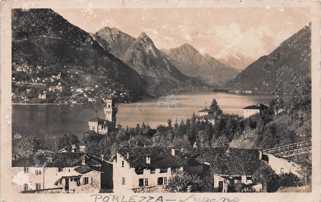 Lago Di Lugano E Sfondo Di Porlezza