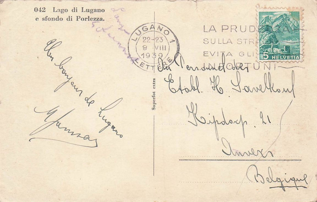 Lago Di Lugano E Sfondo Di Porlezza