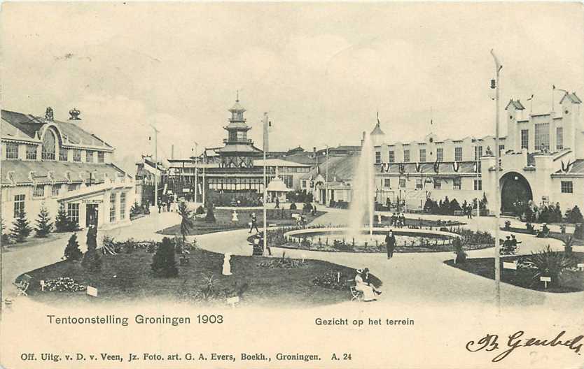 Groningen Gezicht op het terrein Tenstoonstelling 1903