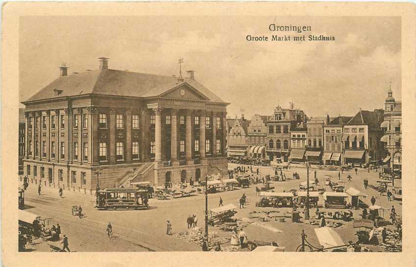 Groningen Groote Markt met Stadhuis