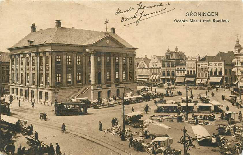 Groningen Groote Markt met Stadhuis