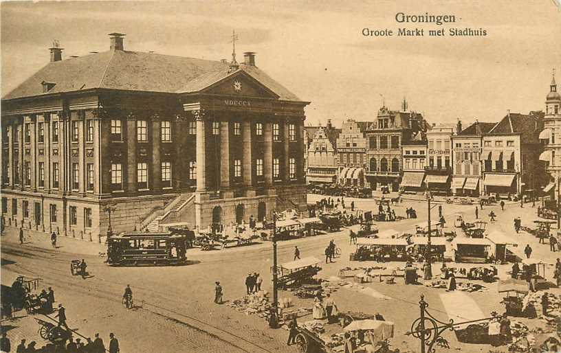 Groningen Groote Markt met Stadhuis