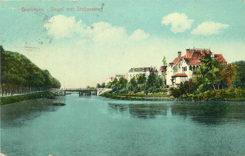 Groningen Singel met Stationsbrug