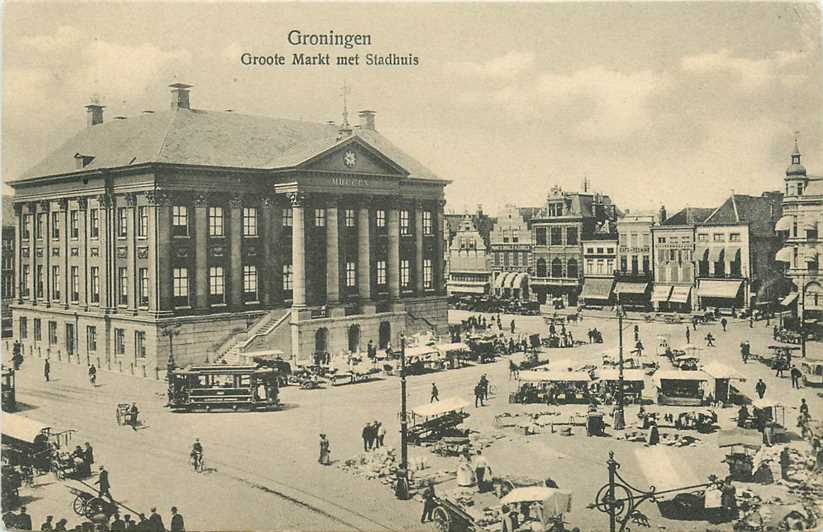 Groningen Groote Markt met Stadhuis