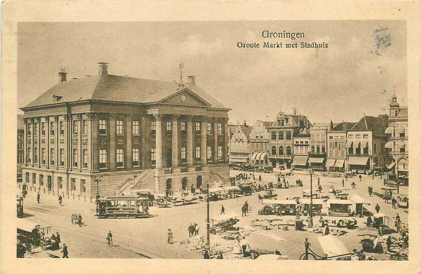 Groningen Groote Markt met Stadhuis