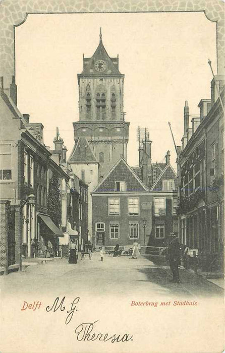 Delft Boterbrug met Stadhuis