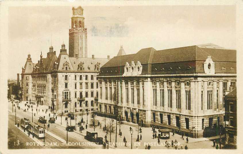 Rotterdam Coolsingel Stadhuis en Postkantoor