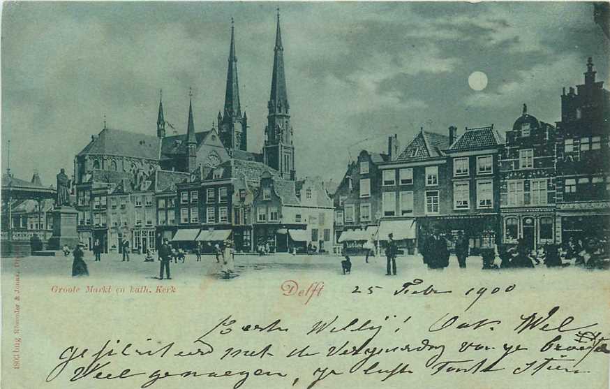 Delft Groote Markt en Kath Kerk