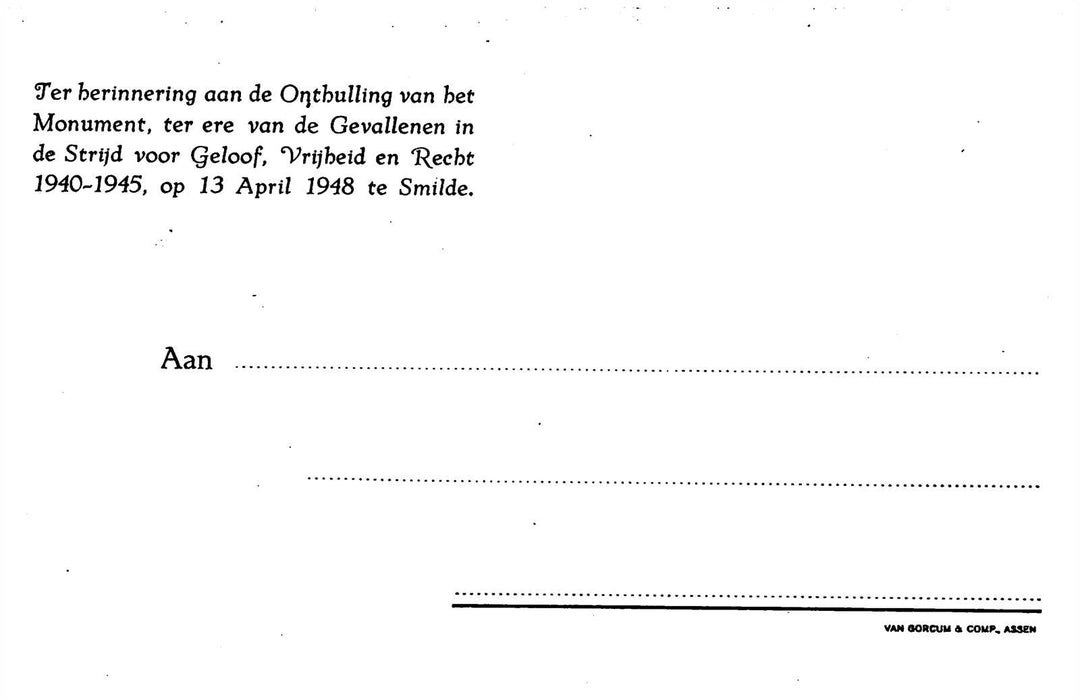 Smilde Onthulling van het Monument