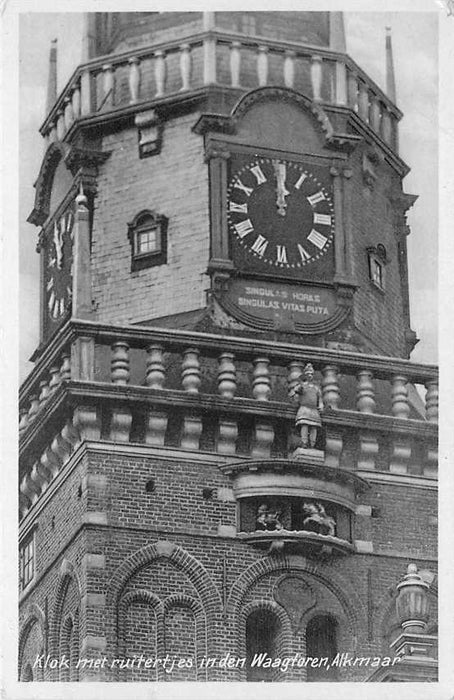 Alkmaar Klok met ruitertjes in den Waagtoren