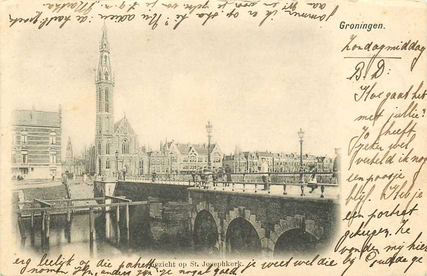 Groningen Gezicht op St Josephkerk