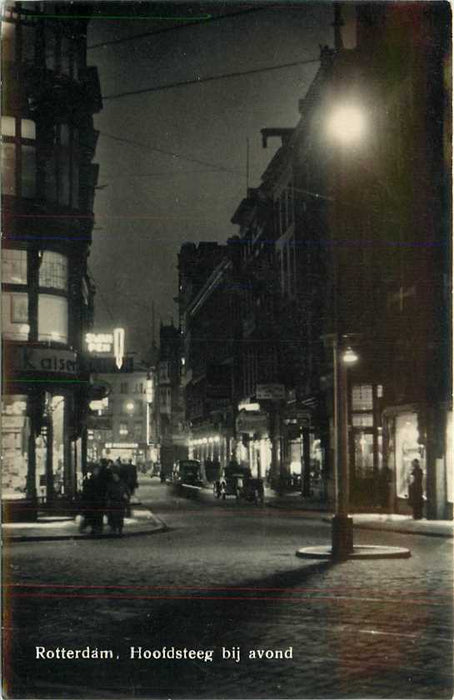 Rotterdam Hoofdsteeg bij avond