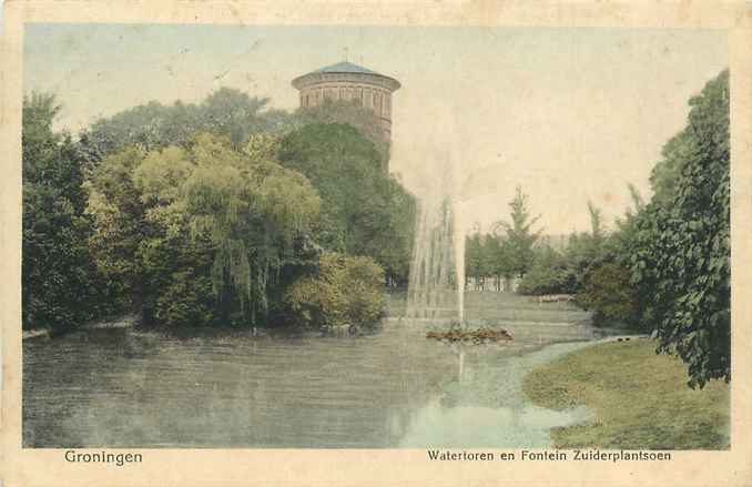 Groningen Watertoren en Fontein Zuiderpl