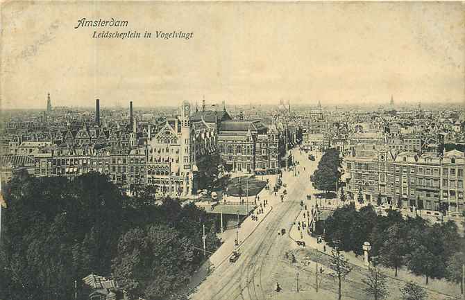 Amsterdam Leidscheplein in Vogelvlugt