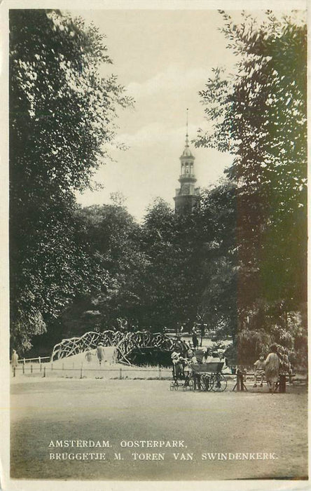 Amsterdam Oosterpark, Bruggetje met Toren van Swindenkerk