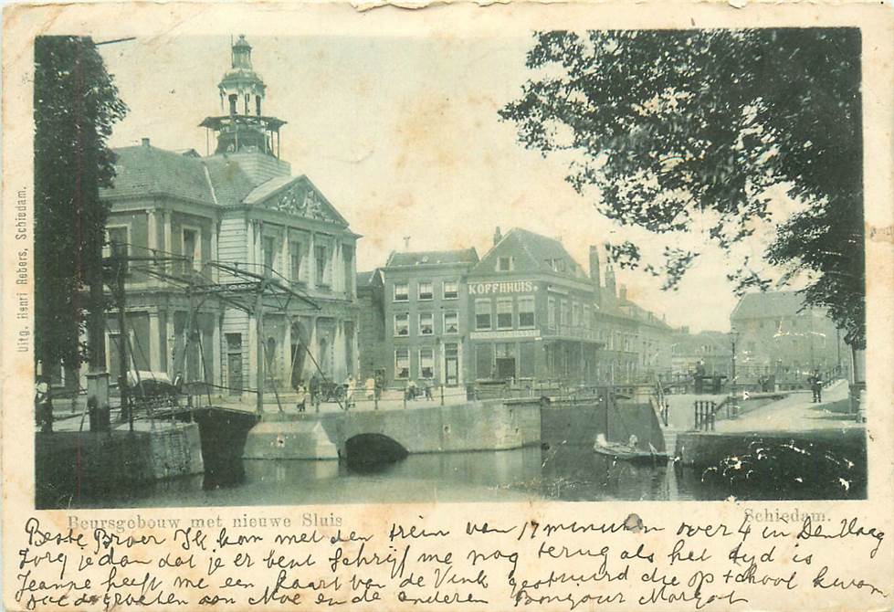 Schiedam Beursgebouw met nieuwe Sluis