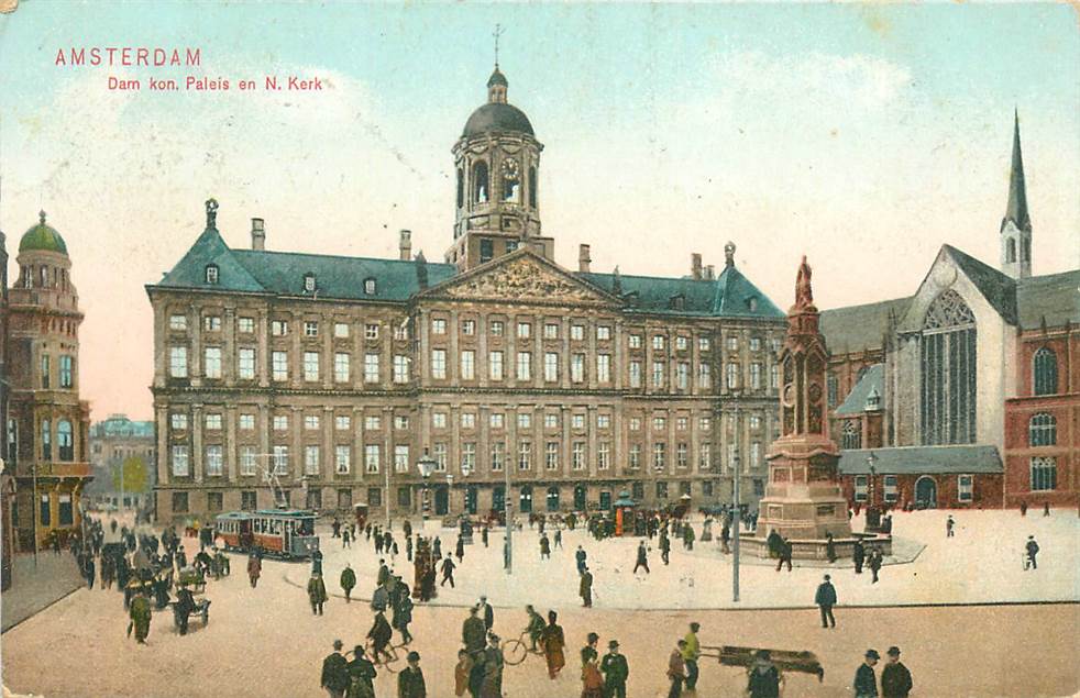 Amsterdam Dam Kon. Paleis en N. Kerk