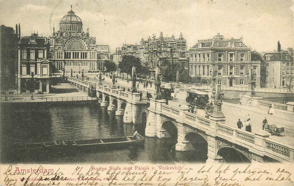 Amsterdam Hoogesluis met Paleis v. Volksvlijt