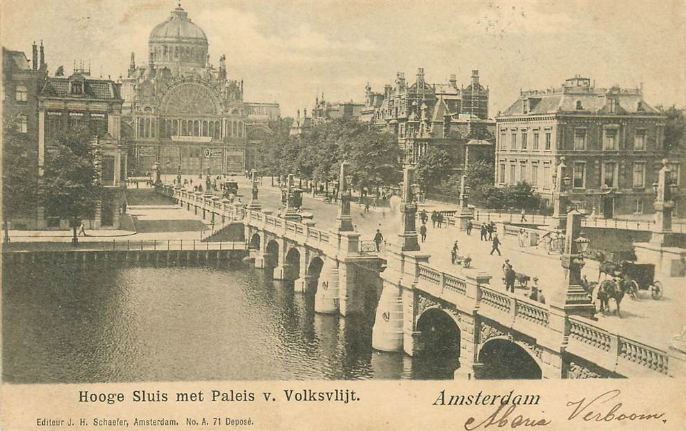 Amsterdam Hooge Sluis met Paleis v. Volksvlijt