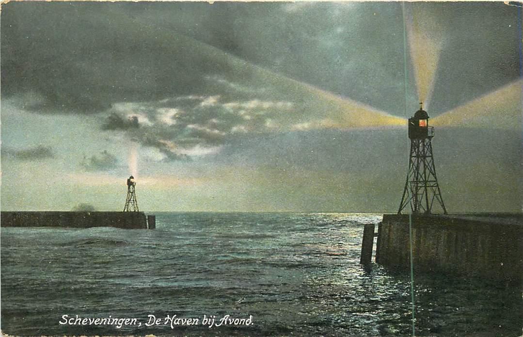 Scheveningen De haven bij Avond